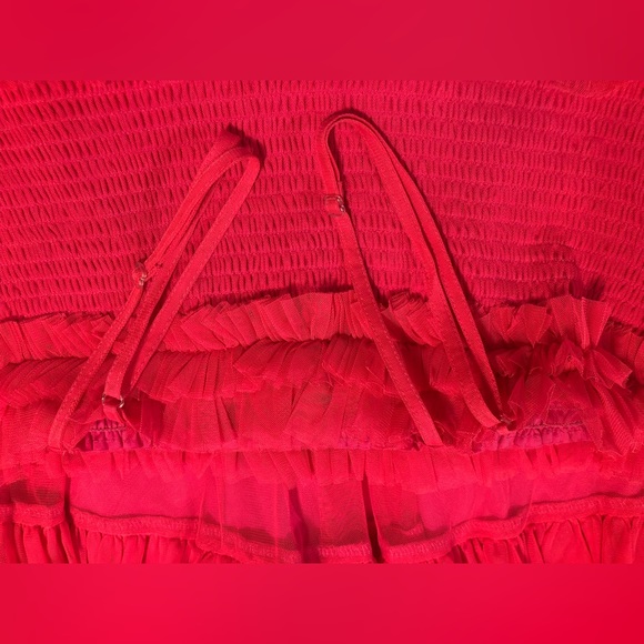 Lace and Beads fucia tulle dress ruched top & tiers, 22 - Picture 8 of 11